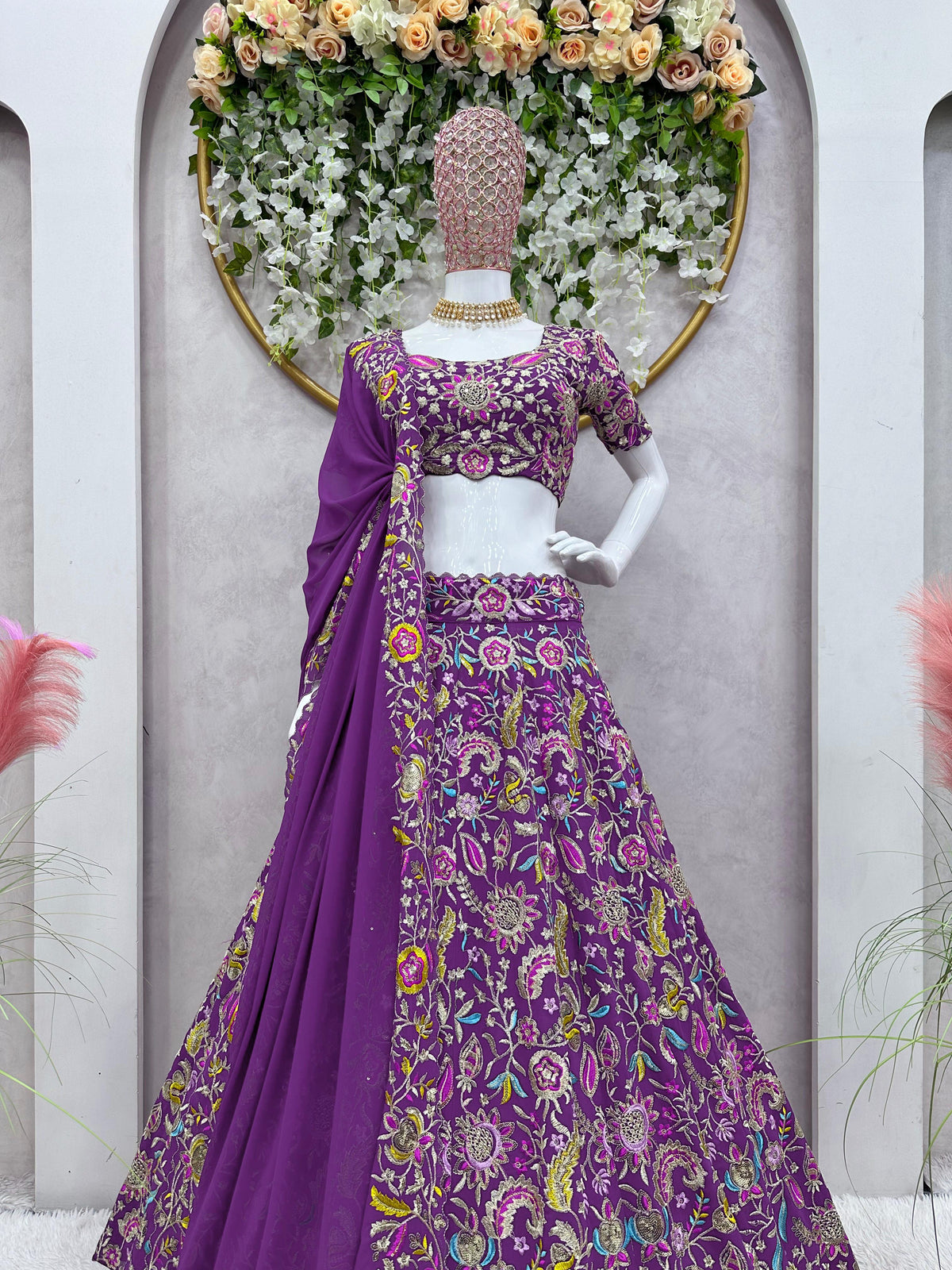 Buy Indian Designer Purple Lehenga Choli Online - Joshindia