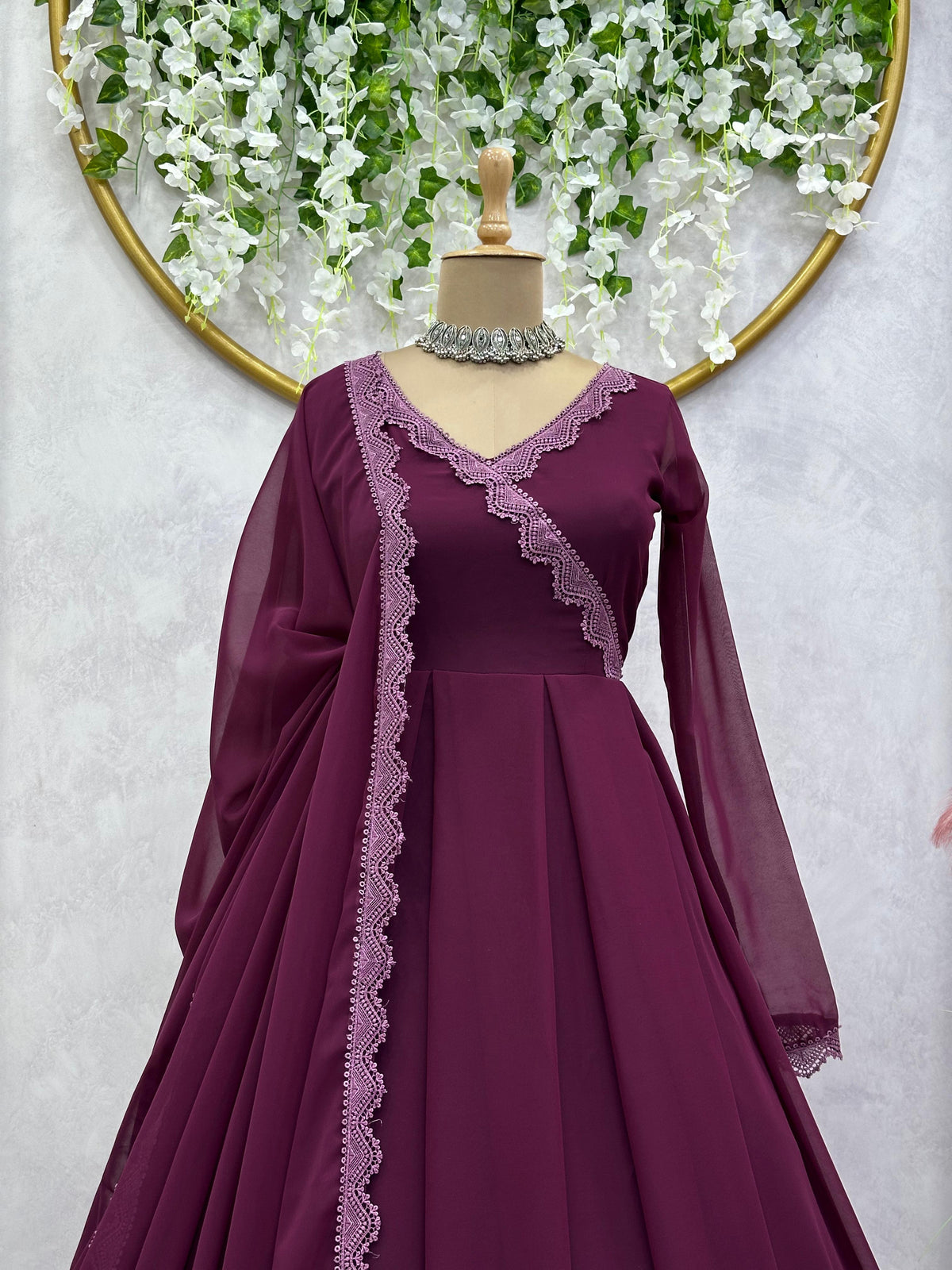 Buy Latest Wine Color Indian Gown Online at Best Price - Joshindia