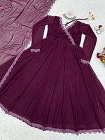 Buy Latest Wine Color Indian Gown Online at Best Price - Joshindia