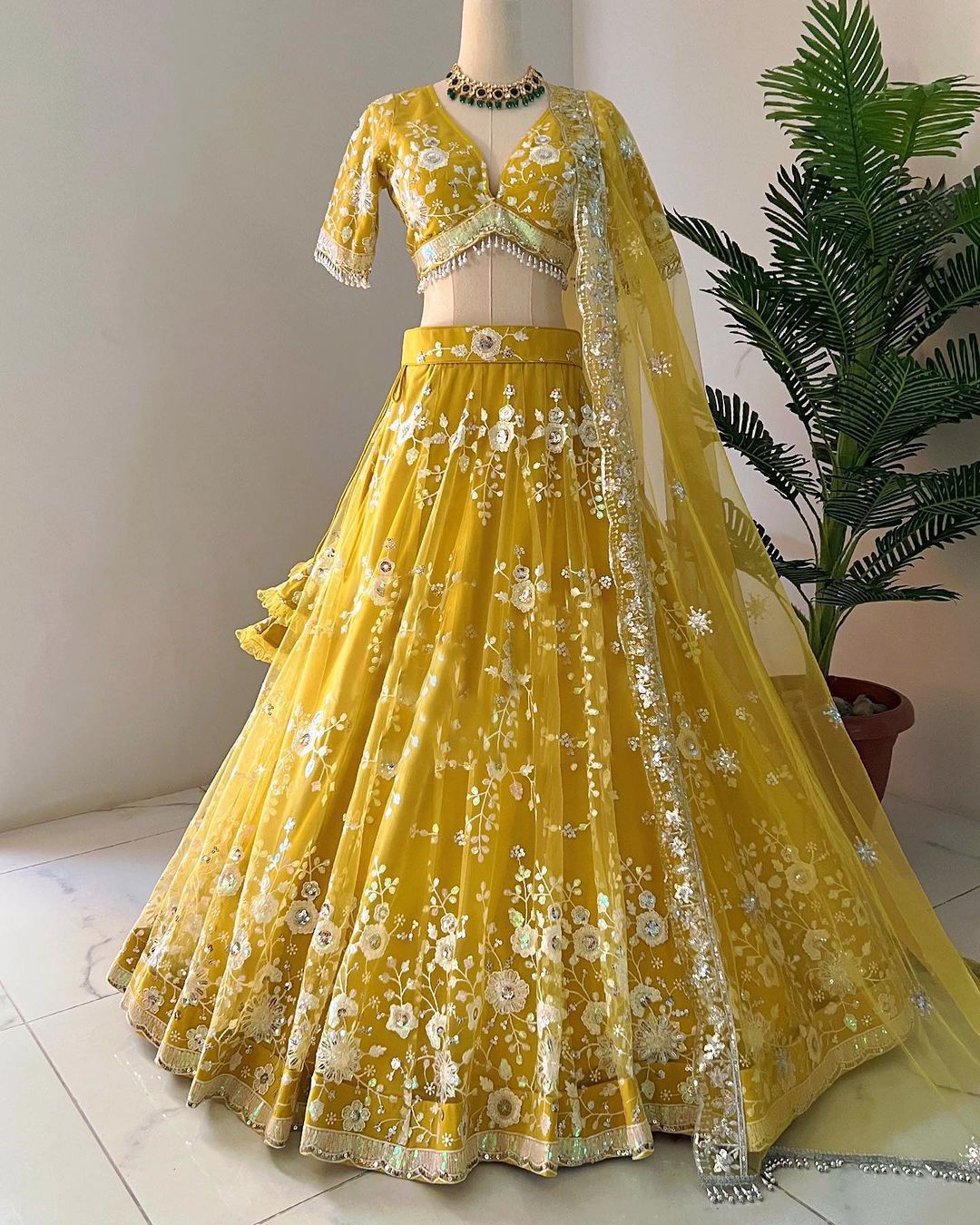 Amazing Soft Net Fabric Sequins Work Lehenga Choli For Women - Joshindia