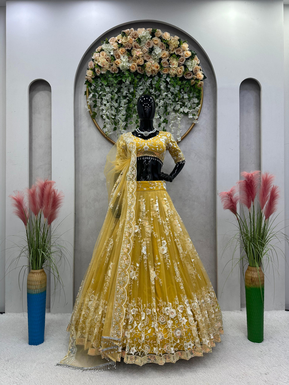 Amazing Soft Net Fabric Sequins Work Lehenga Choli For Women - Joshindia