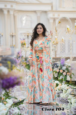 stunning 3 piece koti style indo western suit of printed crop - Joshindia