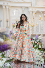 stunning 3 piece koti style indo western suit of printed crop - Joshindia
