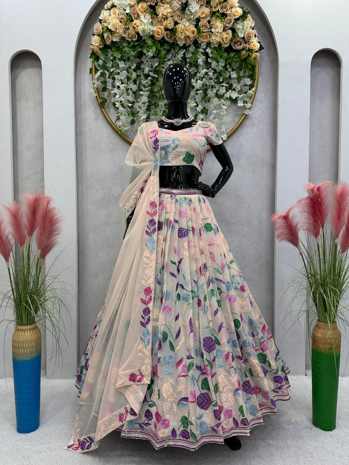 Buy Cream Color Lehenga Online At Best Price - Joshindia