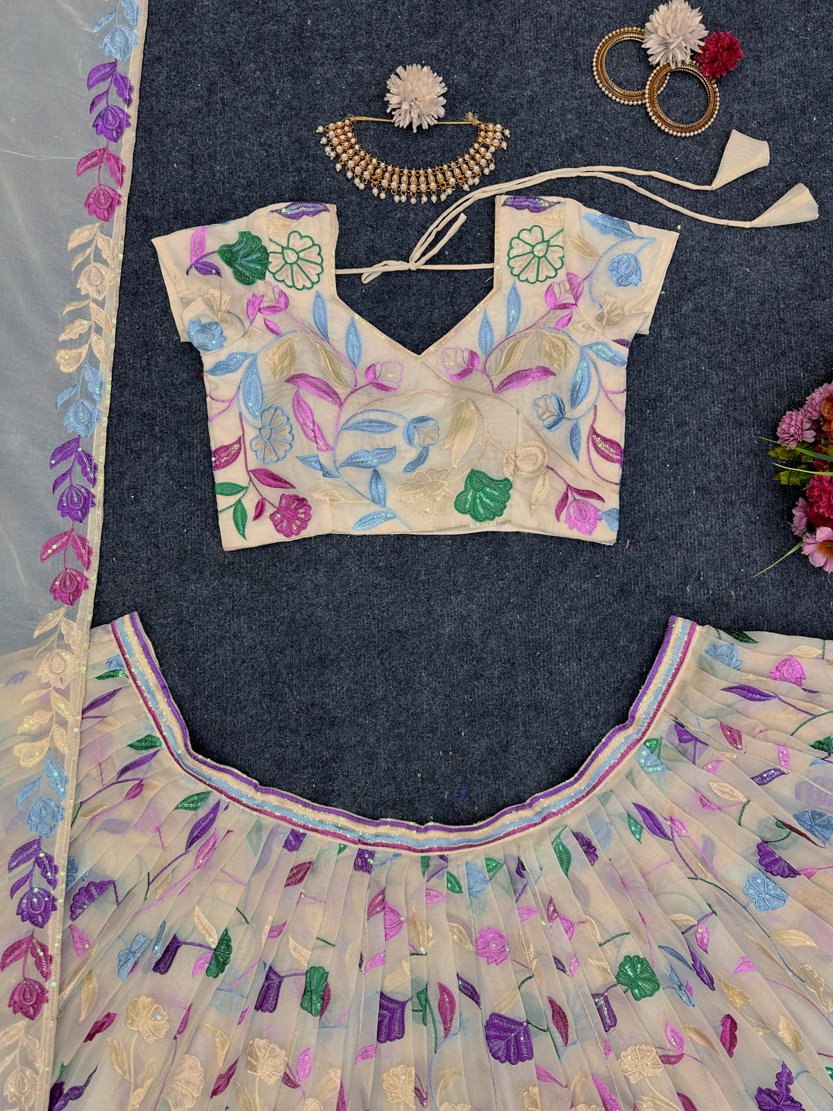 Buy Cream Color Lehenga Online At Best Price - Joshindia