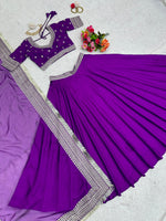 Purple Organza Lehenga With A Heavy Blouse And Dupatta - Joshindia