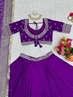 Purple Organza Lehenga With A Heavy Blouse And Dupatta - Joshindia