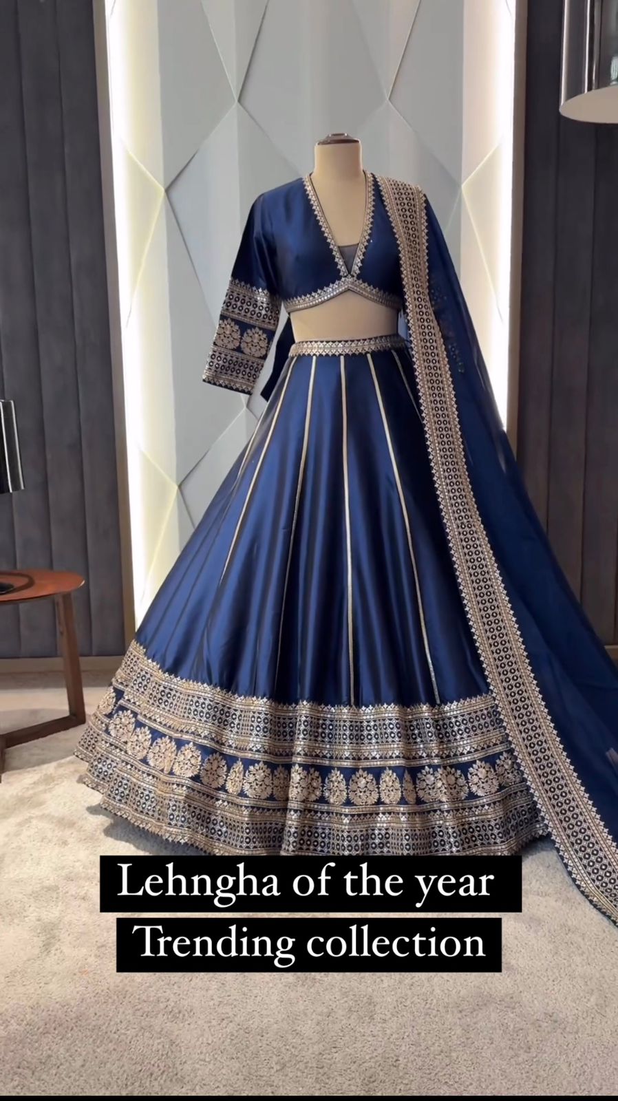 Blue Tapeta silk thread sequence wedding lehenga choli - Joshindia