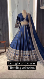 Blue Tapeta silk thread sequence wedding lehenga choli - Joshindia