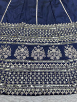 Blue Tapeta silk thread sequence wedding lehenga choli - Joshindia