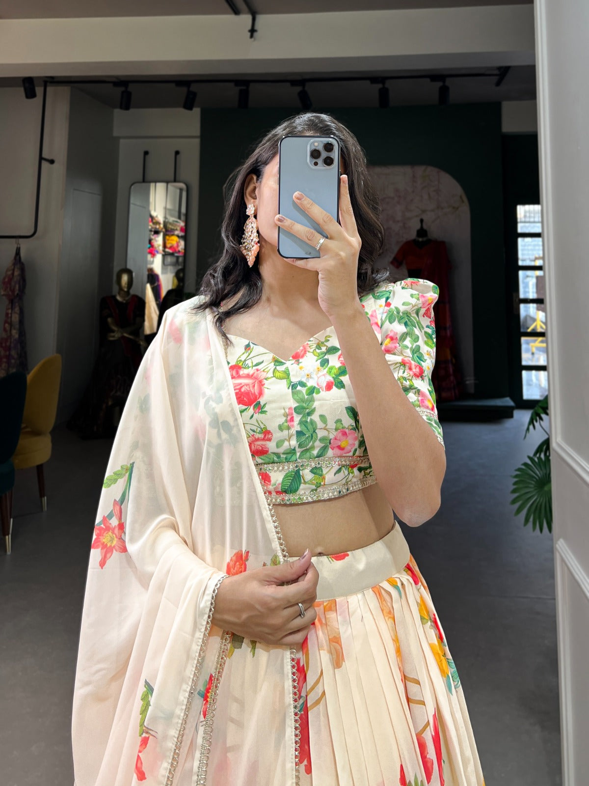 Floral Print Georgette Lehenga - Joshindia