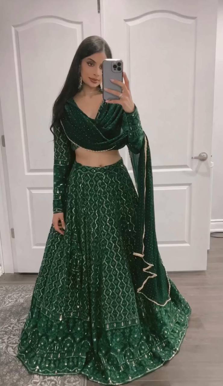 Buy Green Chikankari Lehenga for Women Online - Joshindia