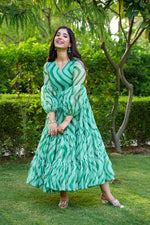 Green Zig Zag Maxi For Women At Best Price Online - Joshindia