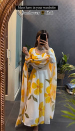 Sunflower Kali Fox Georgette Gown With Dupatta Set - Joshindia