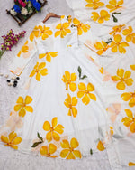 Sunflower Kali Fox Georgette Gown With Dupatta Set - Joshindia