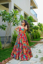 Buy Cora Floral Printed Cuffed Sleeves A-Line Maxi Dress - Joshindia