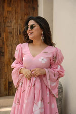 Candy pink georgette suit set