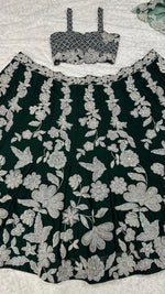 Green Heavy Designer Lehenga Choli with Rainbow Sequins Work