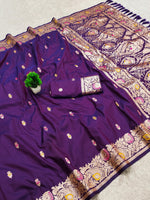 Dark Purple Color Designer Banarasi Silk Saree