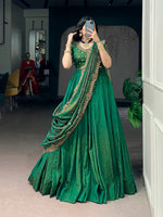 Green Color Silk Lehenga Choli with Embroidered Blouse