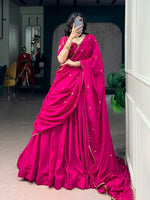 Pink Silk Lehenga Choli with Embroidered Blouse