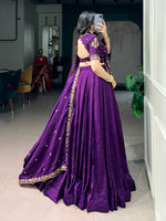 Purple Silk Lehenga Choli with Embroidered Blouse