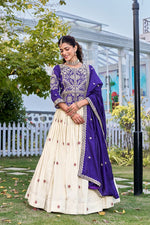 Royal Blue Embroidered Kurti Lehenga Set with Designer Dupatta