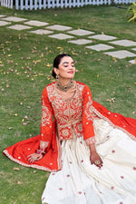 Orange Embroidered Kurti Lehenga Set with Designer Dupatta