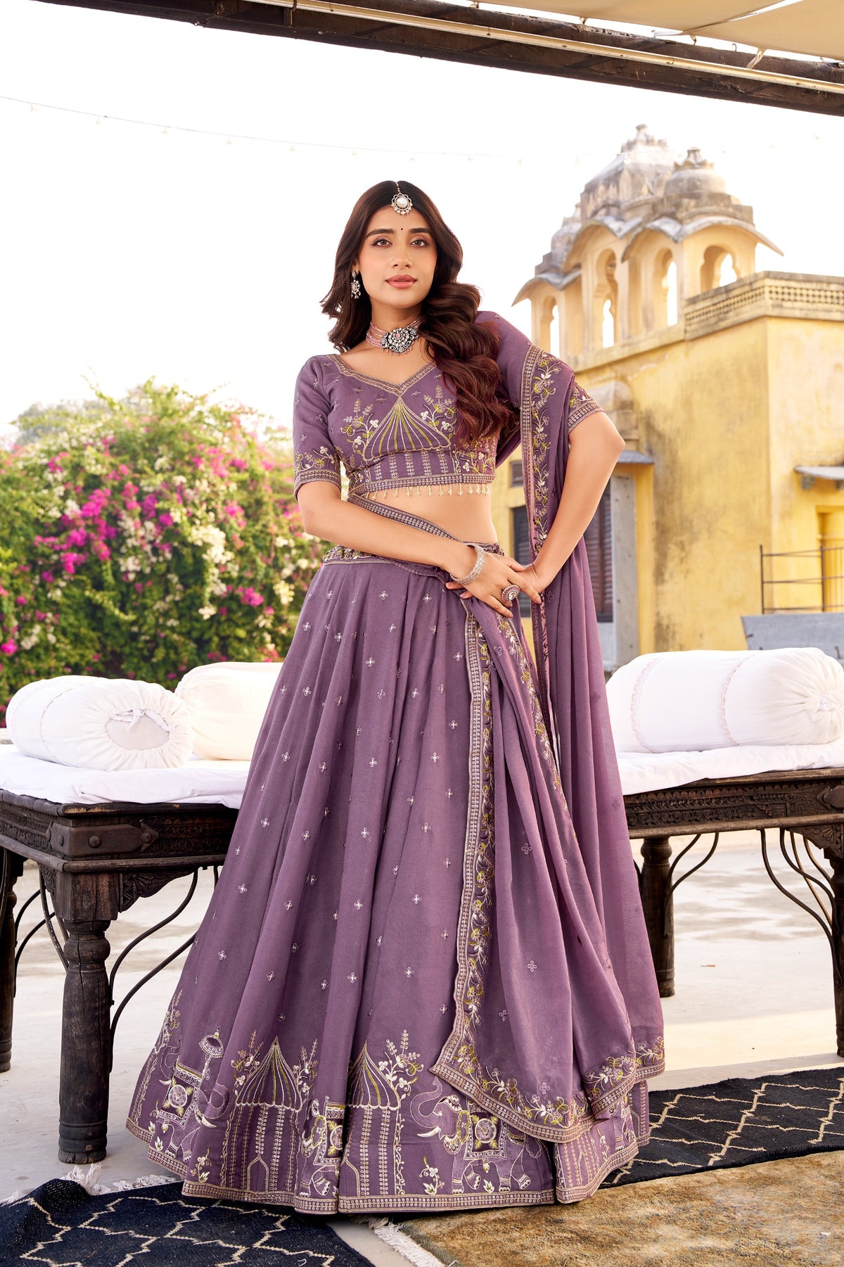 Light Purple Chocolate Crush Sequins Embroidered Lehenga Choli