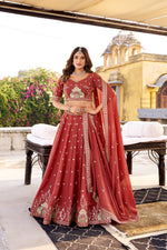 Maroon Chocolate Crush Sequins Embroidered Lehenga Choli