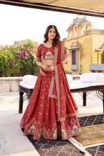 Maroon Chocolate Crush Sequins Embroidered Lehenga Choli