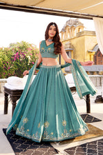 Sky Blue Chocolate Crush Sequins Embroidered Lehenga Choli
