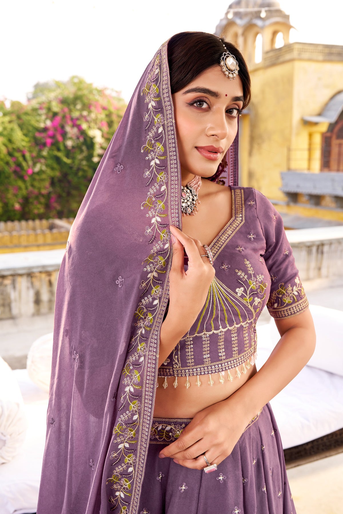 Light Purple Chocolate Crush Sequins Embroidered Lehenga Choli