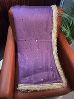 Vichitra Silk Saree Real Mirror Work Moti Golden Lace Border with Blouse