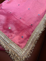 Vichitra Silk Saree Real Mirror Work Moti Golden Lace Border with Blouse