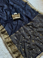Ghungroo Mirror Work Saree – Soft Tissue Silk