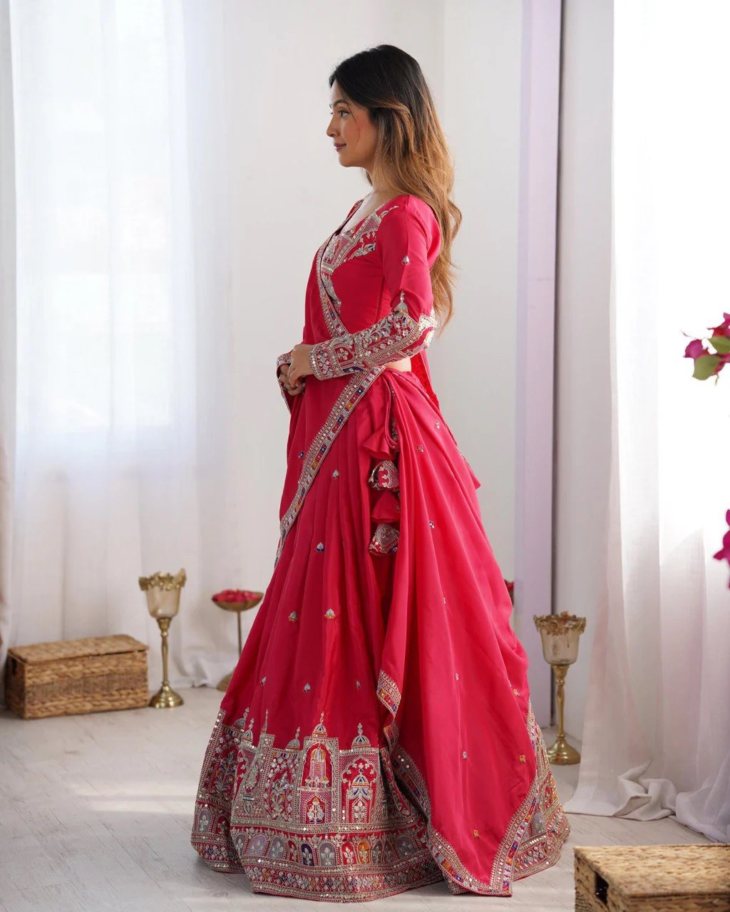 Dark Pink Color Designer party Wear Lehenga Choli