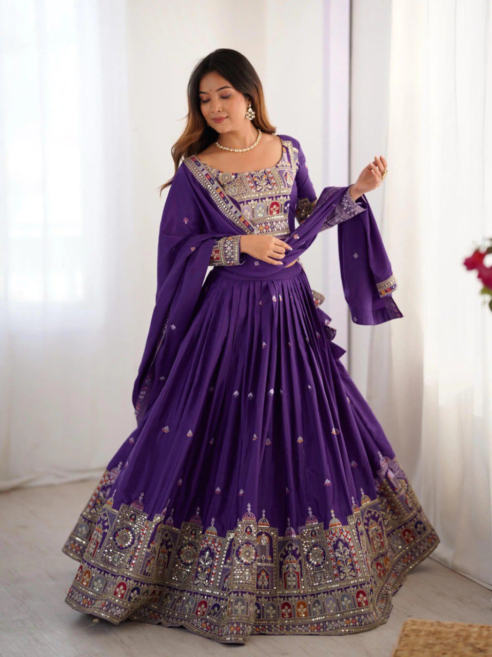 Dark Purple color Designer party Wear Lehenga Choli