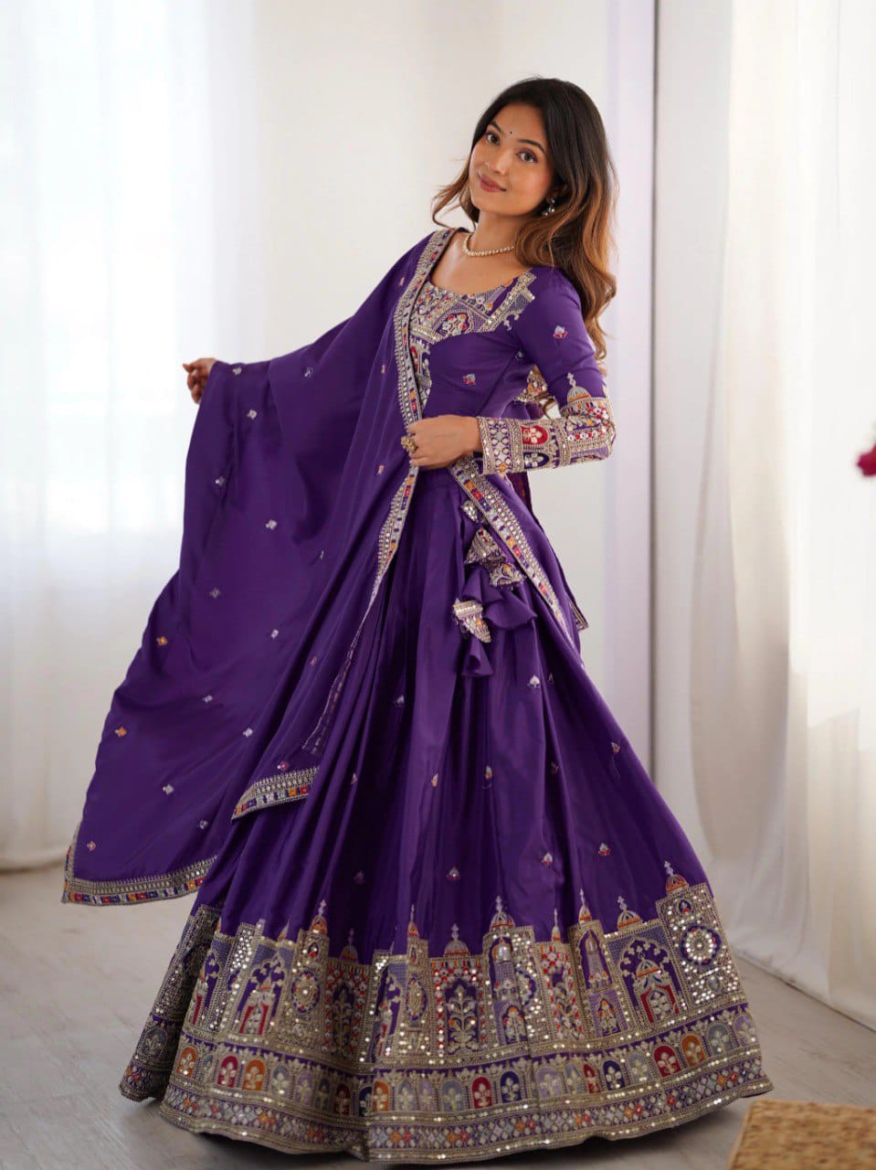 Dark Purple color Designer party Wear Lehenga Choli