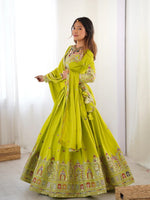 Parrot Green Color Designer Party Wear Lehenga Choli