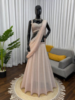 Cream Color Georgette Ready To Wear Lehenga Saree