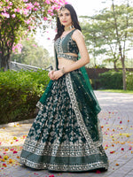 beautifully crafted green dola silk jacquard Lehenga Choli