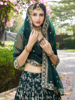 beautifully crafted green dola silk jacquard Lehenga Choli