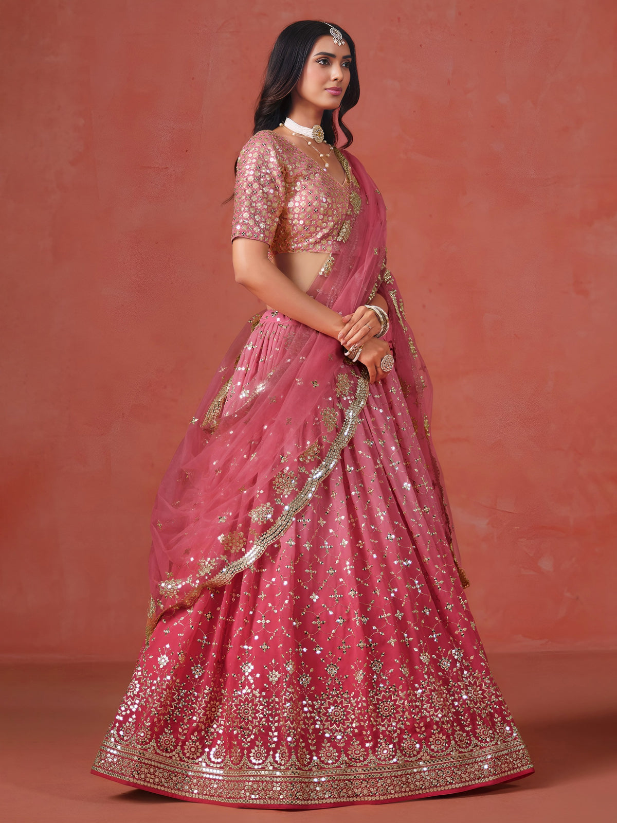 Pink Georgette beautiful Designer Party Wear Lehenga Choli