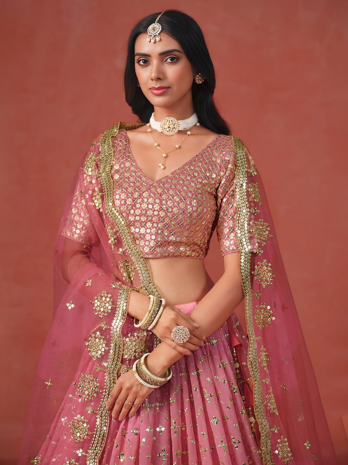 Pink Georgette beautiful Designer Party Wear Lehenga Choli