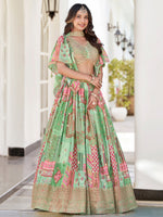 Green Multicolor Designer Printed Embroidered Lehenga Choli