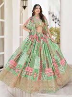 Green Multicolor Designer Printed Embroidered Lehenga Choli