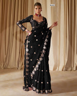 Black Color Designer Faux Georgette Party Wear Saree