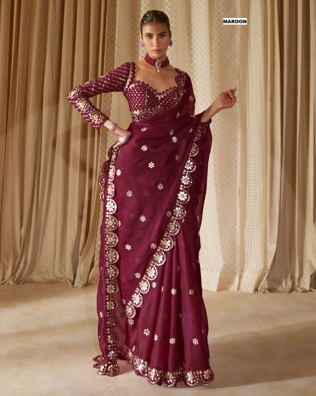 Purple Color Color Designer Faux Georgette Party Wear Saree