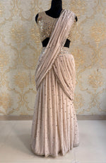 Cream Color Georgette Ready To Wear Lehenga Saree